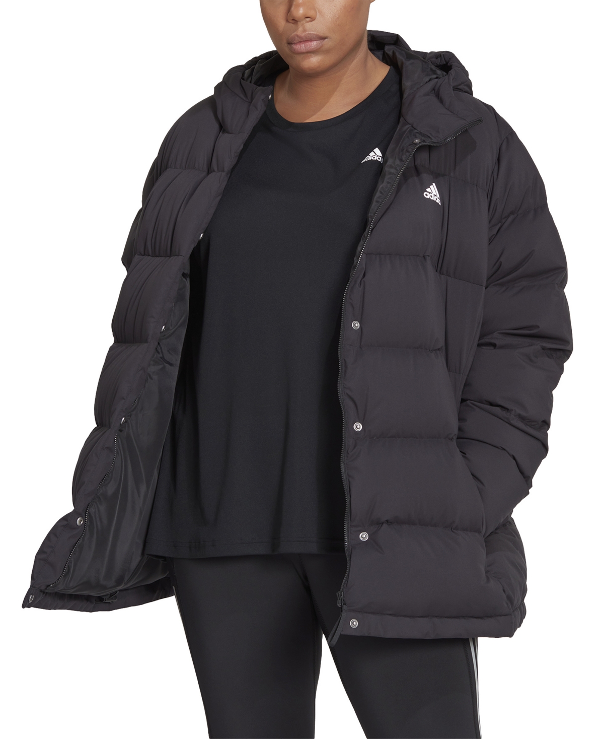 ADIDAS ORIGINALS PLUS SIZE HELIONIC HOODED DOWN PUFFER JACKET