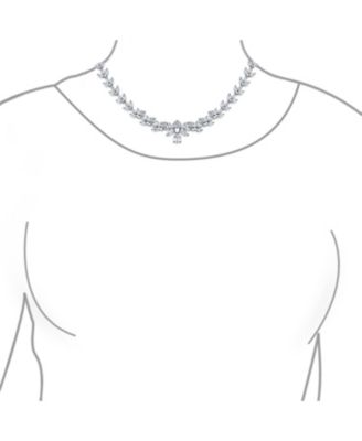 Classic Marquise Cut Cubic Zirconia Drop Teardrop AA CZ Statement Collar Tennis Necklace Prom Pageant