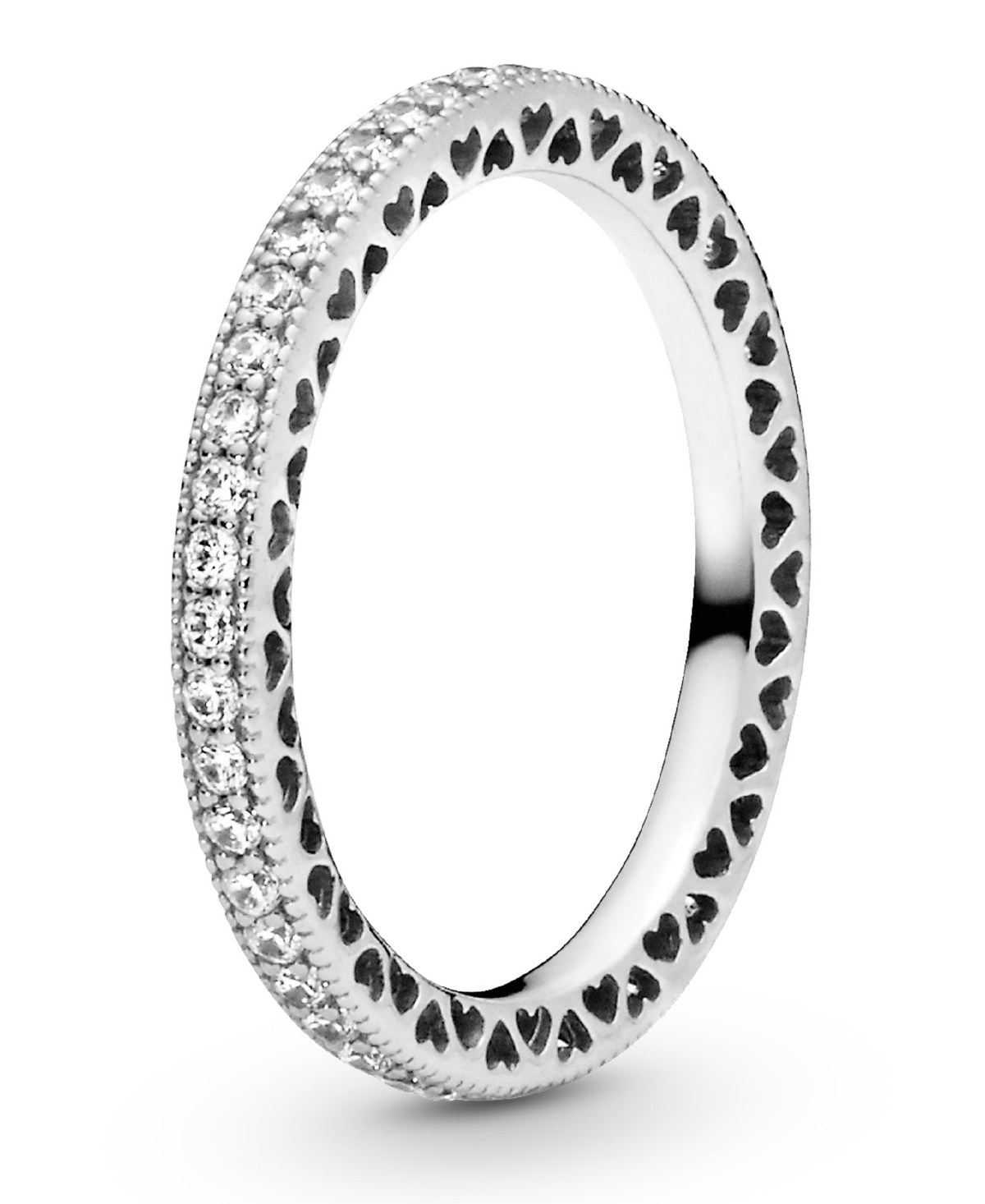 Pandora Cubic Zirconia Signature Sparkle Hearts Ring In Silver