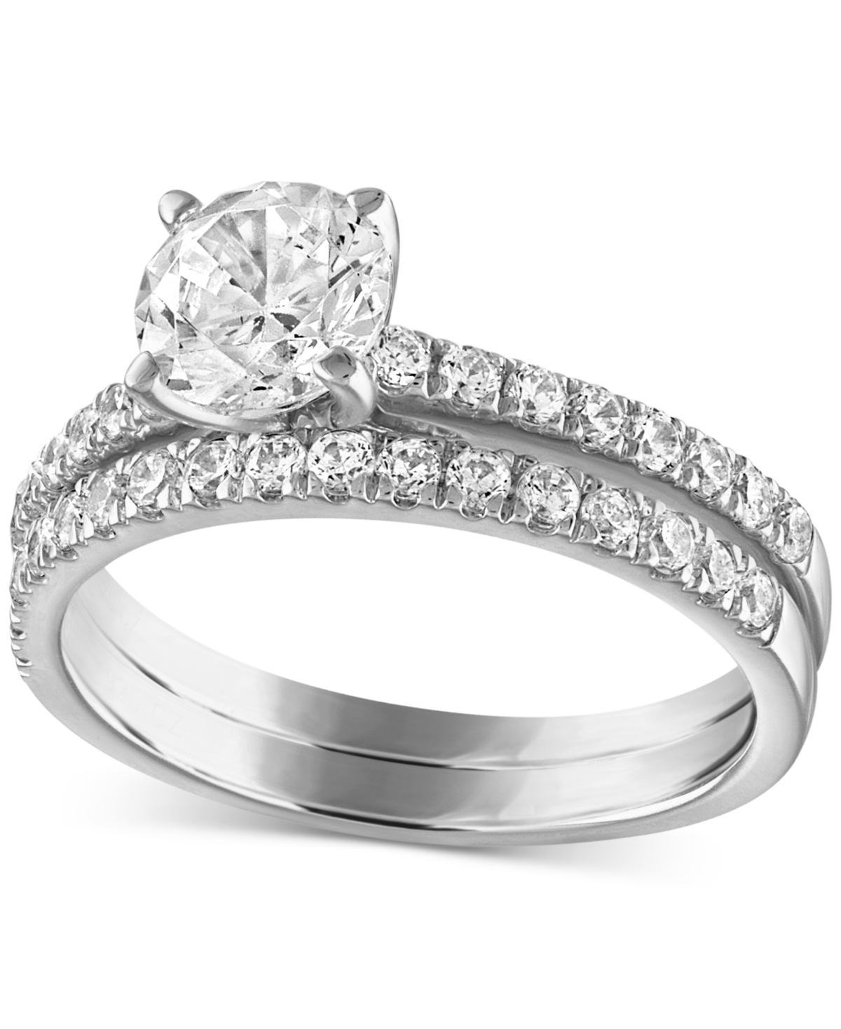 Certified Diamond Bridal Set (1-1/2 ct. t.w.) in 14k White Gold Featuring Diamonds with the De Beers Code of Origin, Created for Macy's - Whit