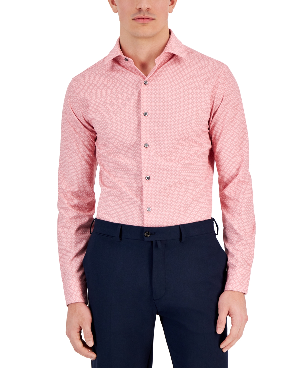Alfani Men's Slim-fit Medallion Dress Shirt, Created For Macy's In Pink