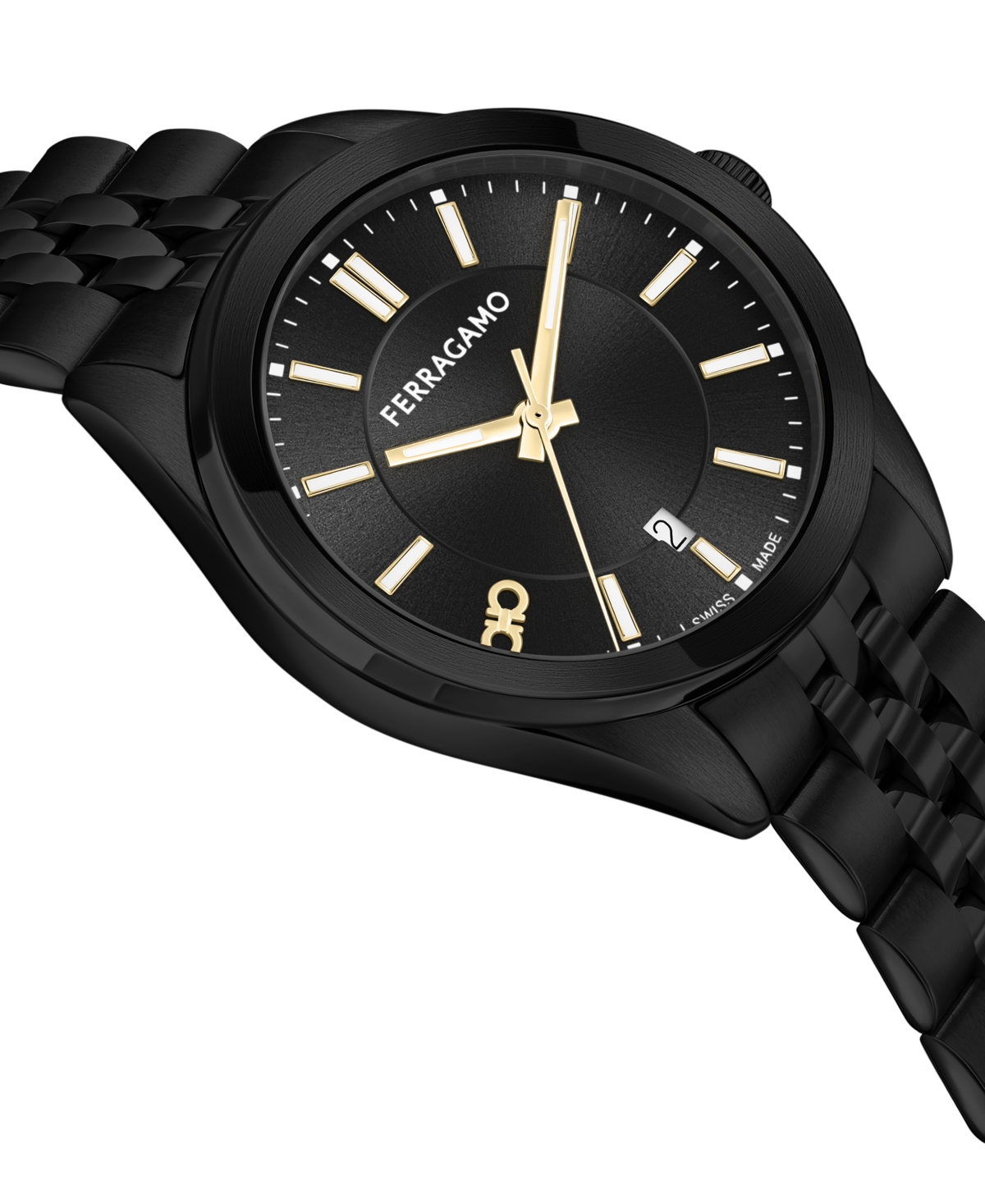 Shop Ferragamo Salvatore  Men's Swiss Classic Black Ion-plated Stainless Steel Bracelet Watch 42mm In Ip Black