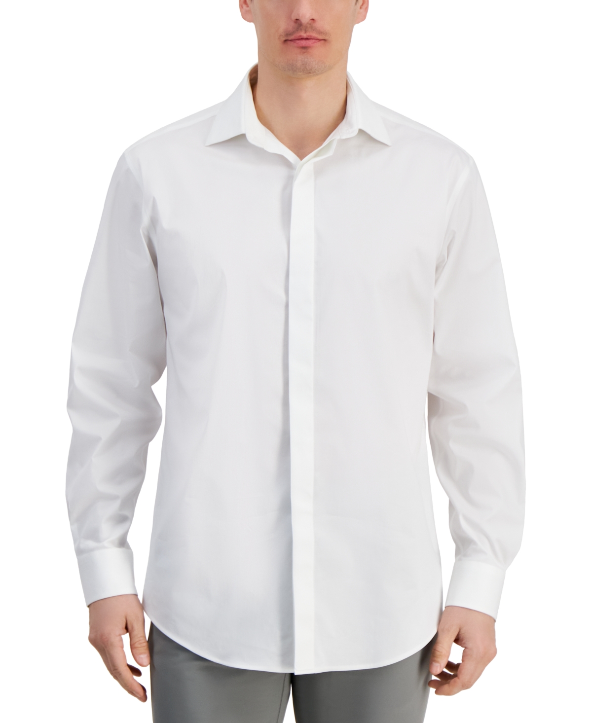 Shop Alfani Men's Solid Dress Shirt, Created For Macy's In Bright White