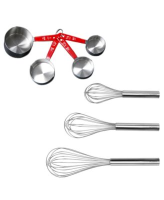 7-Piece 18/10 Stainless Steel Bake Set 3-Piece Whisks and 4-Piece Measuring Cup Set 7-Piece 18/10 Stainless Steel Bake Set 3-Piece Whisks and 4-Piece Measuring Cup Set