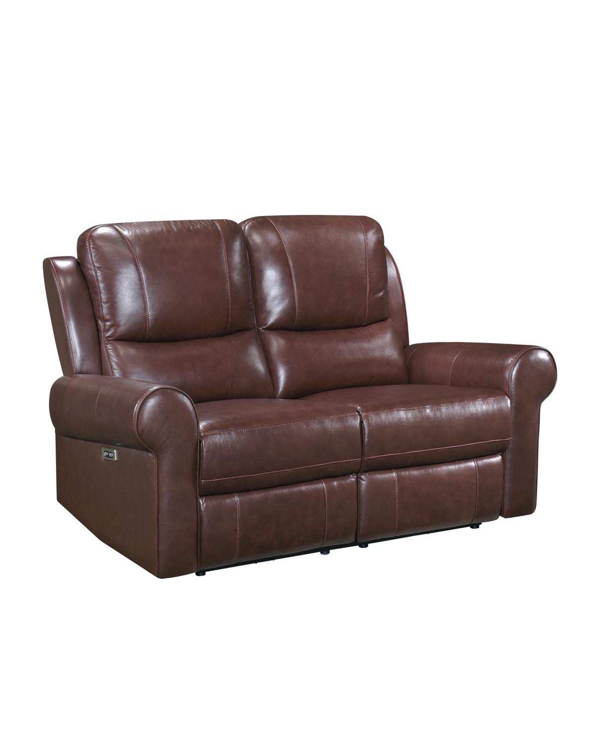 Homelegance White Label Florentina 61" Leather Match Power With Power Headrests Double Reclining Love Seat In Brown