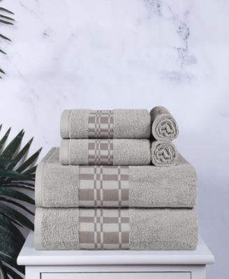 Larissa Geometric Embroidered Jacquard Border Cotton 6-Pc. Bath Towel Set