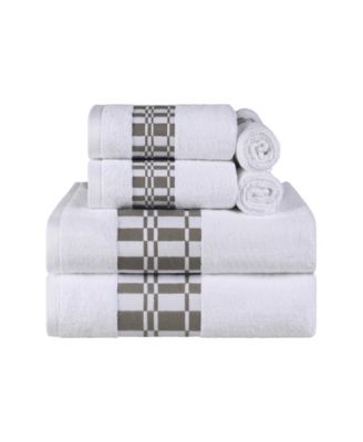Larissa Geometric Embroidered Jacquard Border Cotton 6-Pc. Bath Towel Set