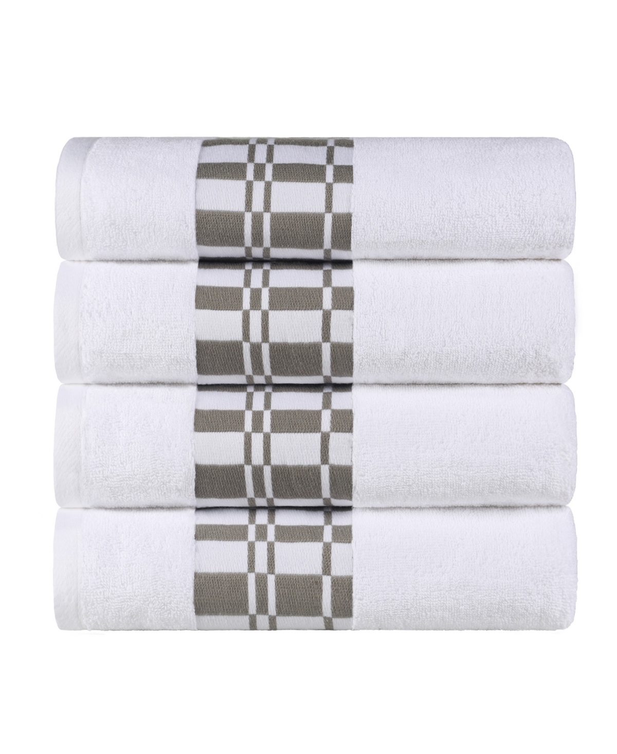 Superior Larissa Geometric Embroidered Jacquard Border Cotton 4-pc. Bath Towel Set In White