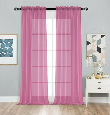 2 Pack Basic Home Rod Pocket Sheer Voile Window Curtains
