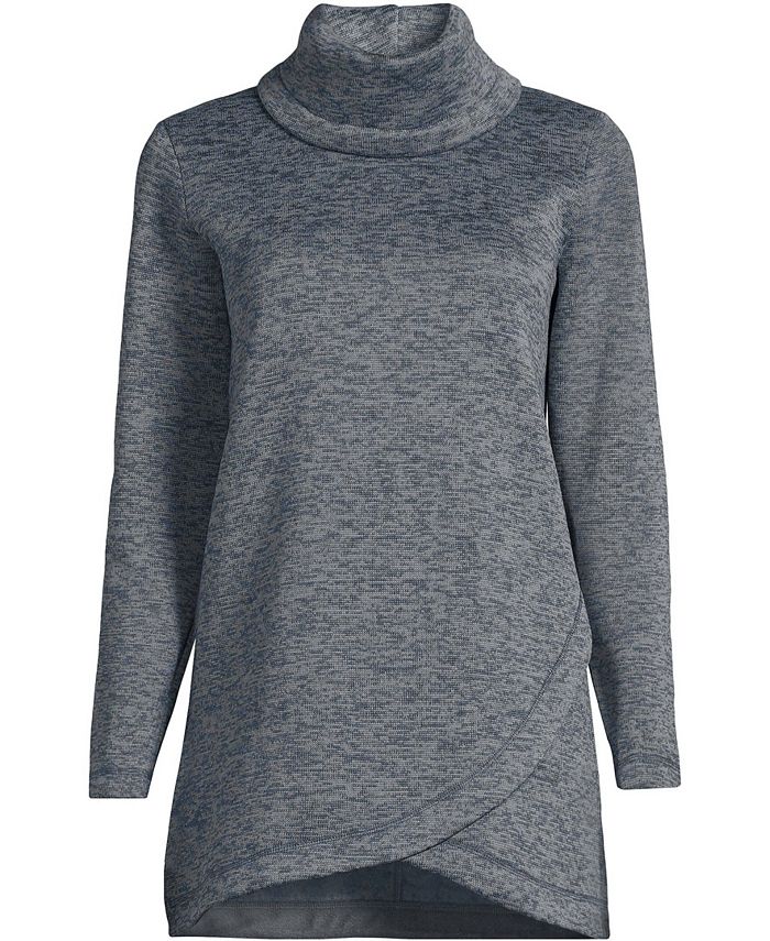 Lands' End Women's Sweater Fleece Tunic Cowl Neck Pullover Macy's
