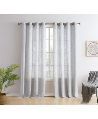 Madison Faux Linen Textured Semi Sheer Privacy Sun Light Filtering Transparent Window Grommet Long Thick Curtains Drapery Panels for Bedroom & Living Room, 2 Panels