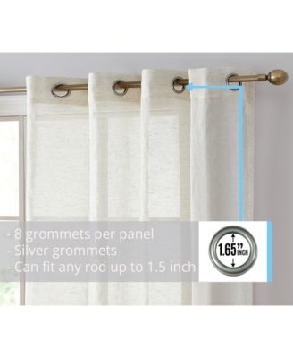 Sierra Burlap Flax Linen Semi Sheer Privacy Light Filtering Transparent Window Grommet Thick Curtains Panels, Set of 2