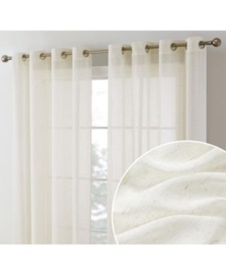 Sierra Burlap Flax Linen Semi Sheer Privacy Light Filtering Transparent Window Grommet Thick Curtains Panels, Set of 2