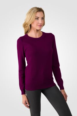 Women's 100% Pure Cashmere Long Sleeve Crew Neck Pullover Sweater