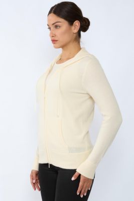 Women's 100% Pure Cashmere Long Sleeve Zip Hoodie Cardigan Sweater