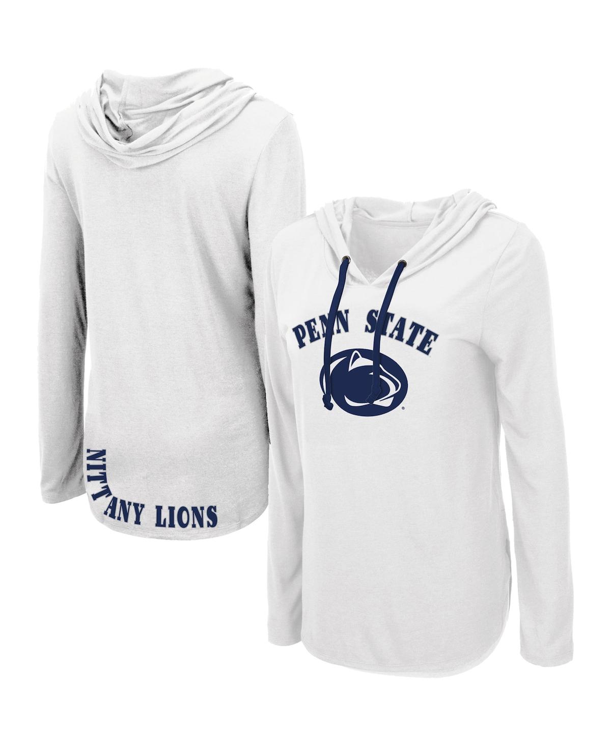 Colosseum Women's  White Penn State Nittany Lions My Lover Lightweight Hooded Long Sleeve T-shirt In White