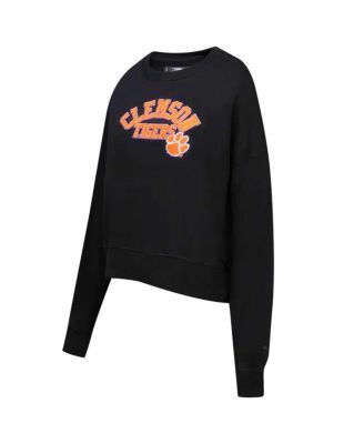 Women's Black Clemson Tigers Classic 3-Hit Pullover Sweatshirt