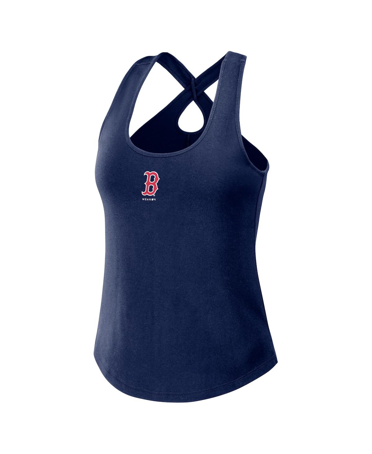 Shop Wear By Erin Andrews Women's  Navy Boston Red Sox Cross Back Tank Top