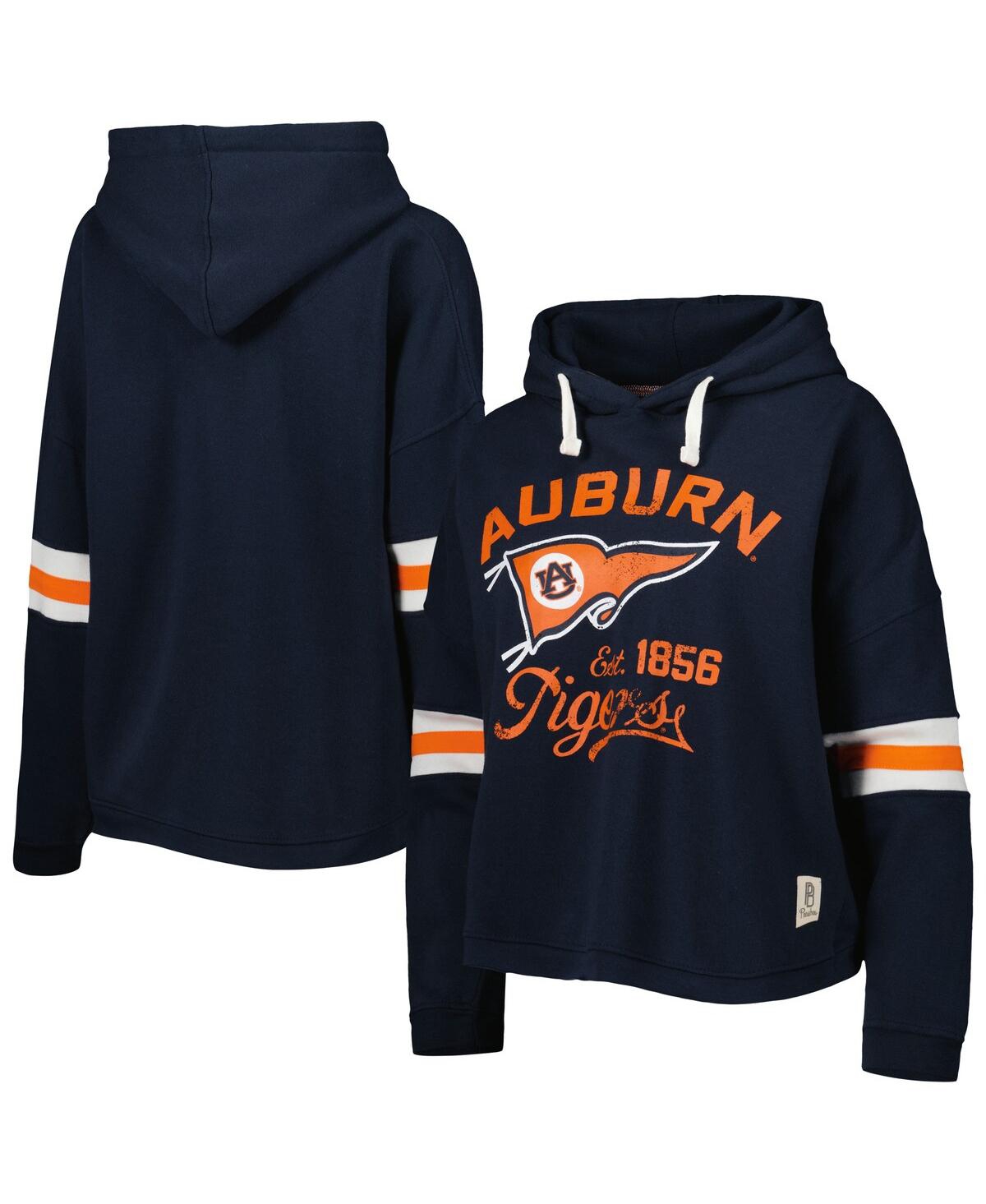 Shop Pressbox Women's  Navy Distressed Auburn Tigers Super Pennant Pullover Hoodie