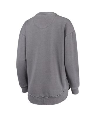 Women's Heathered Gray Distressed Michigan State Spartans Vintage-Like Wash Pullover Sweatshirt