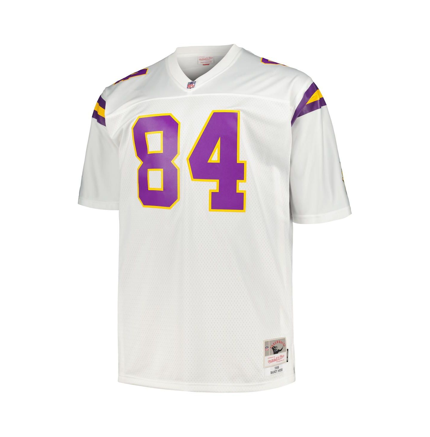 Мужской топ Mitchell & Ness Randy Moss White Minnesota Vikings Big and Tall 1998 Legacy Retired Player Jersey — фото 2