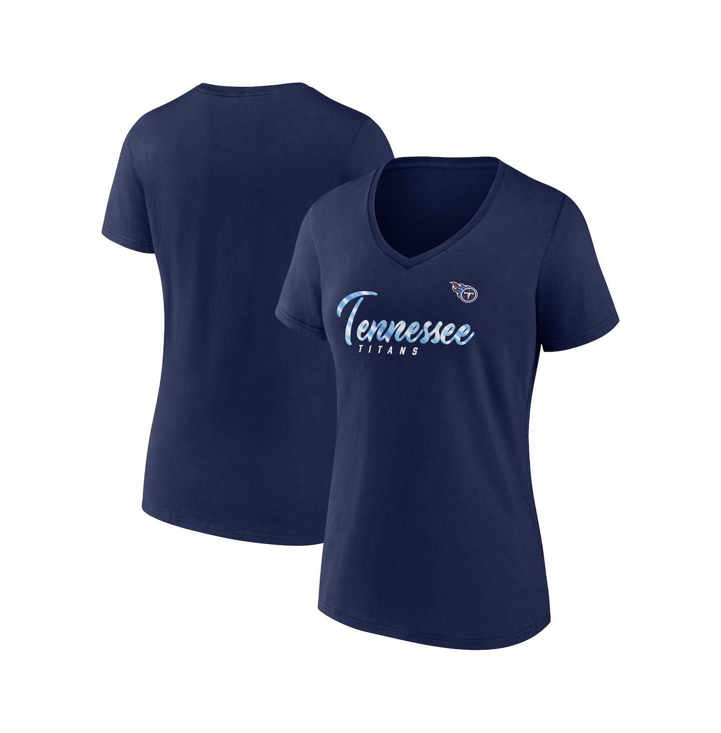 Женская футболка Fanatics Navy Tennessee Titans Shine Time V-Neck — фото 1