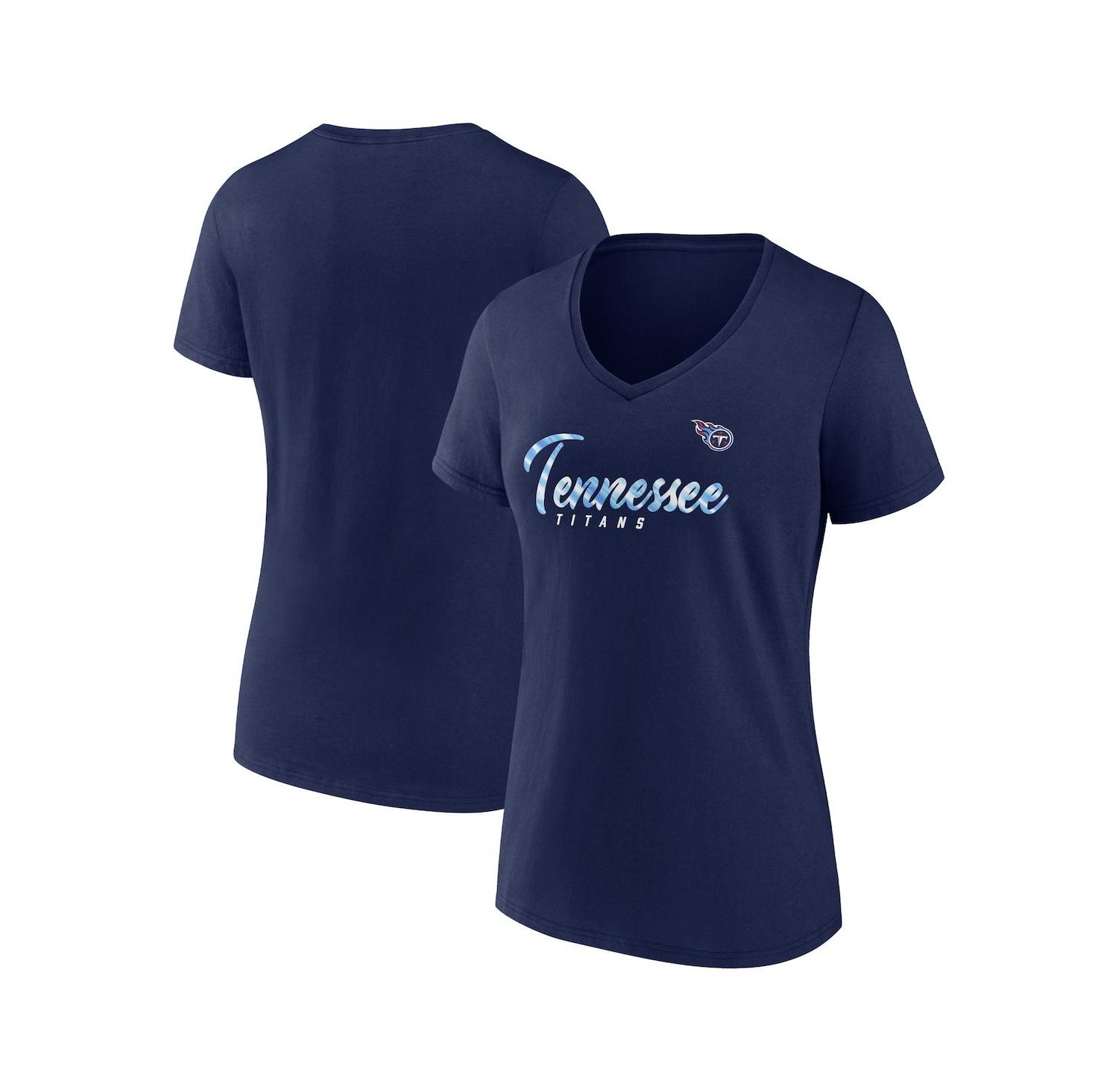Women's Navy Tennessee Titans Shine Time V-Neck T-shirt