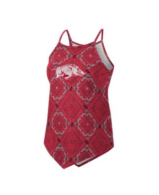 Women's x Wrangler Cardinal Distressed Arkansas Razorbacks Bandana Tank Top