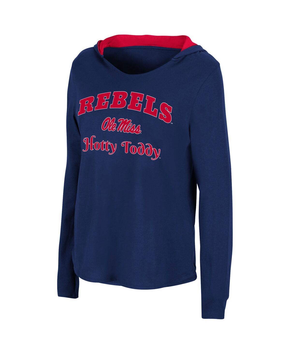Colosseum Women's  Navy Ole Miss Rebels Catalina Hoodie Long Sleeve T-shirt In Navy