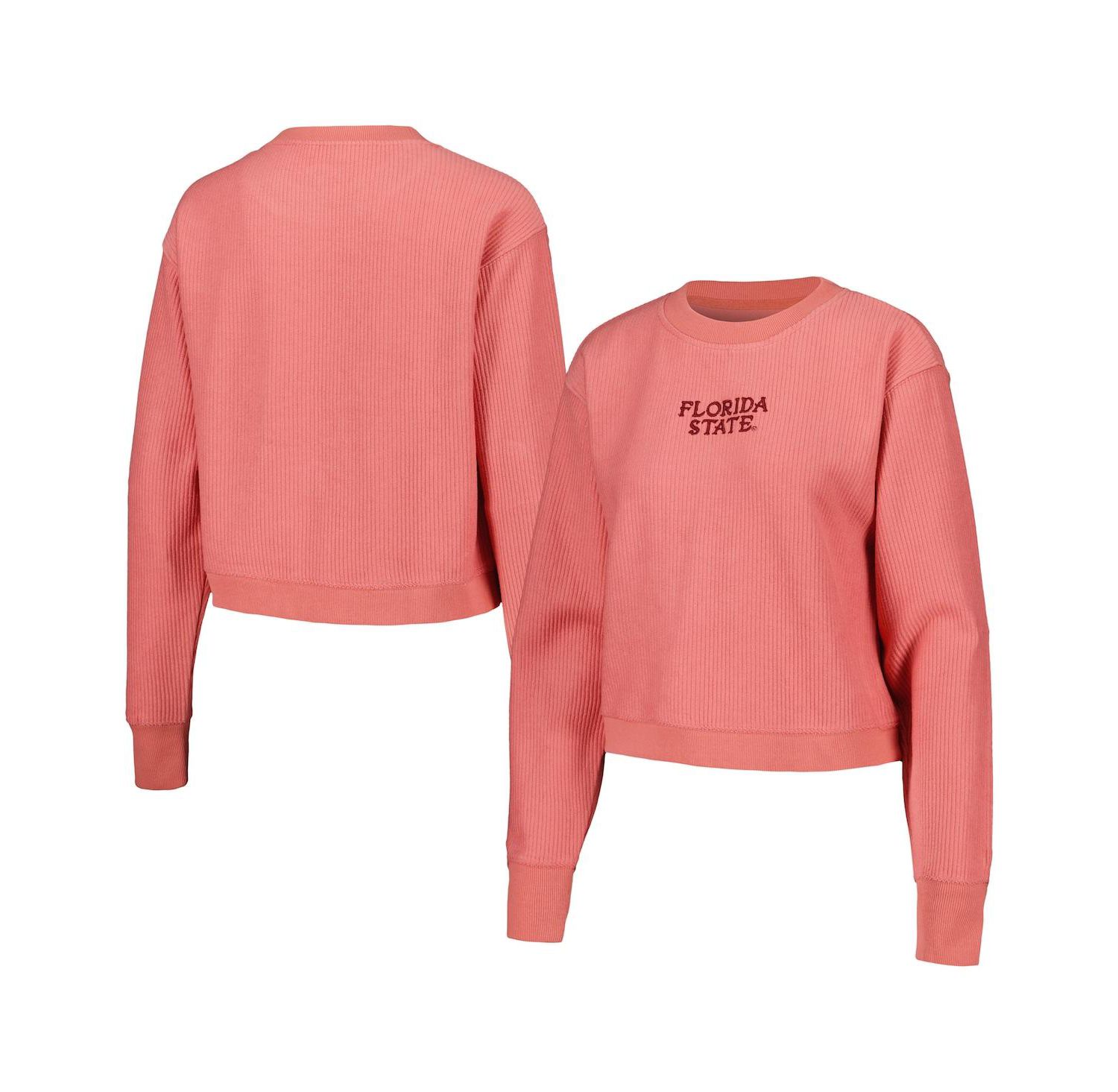 Women's Coral Florida State Seminoles Timber Cropped Pullover Sweatshirt