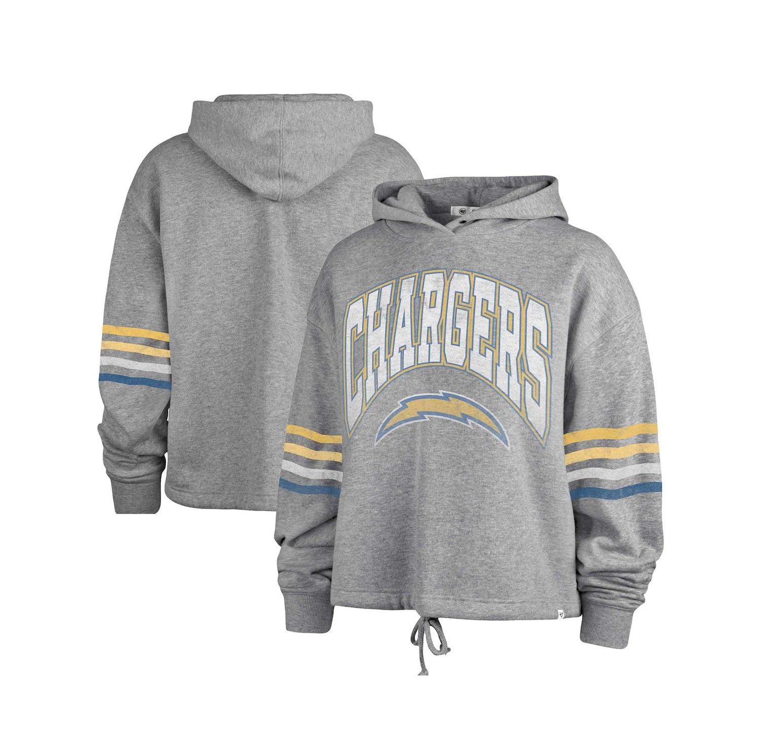 Women's Heather Gray Distressed Los Angeles Chargers Upland Bennett Pullover Hoodie