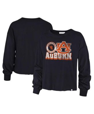 Women's Navy Distressed Auburn Tigers Bottom Line Parkway Long Sleeve T-shirt