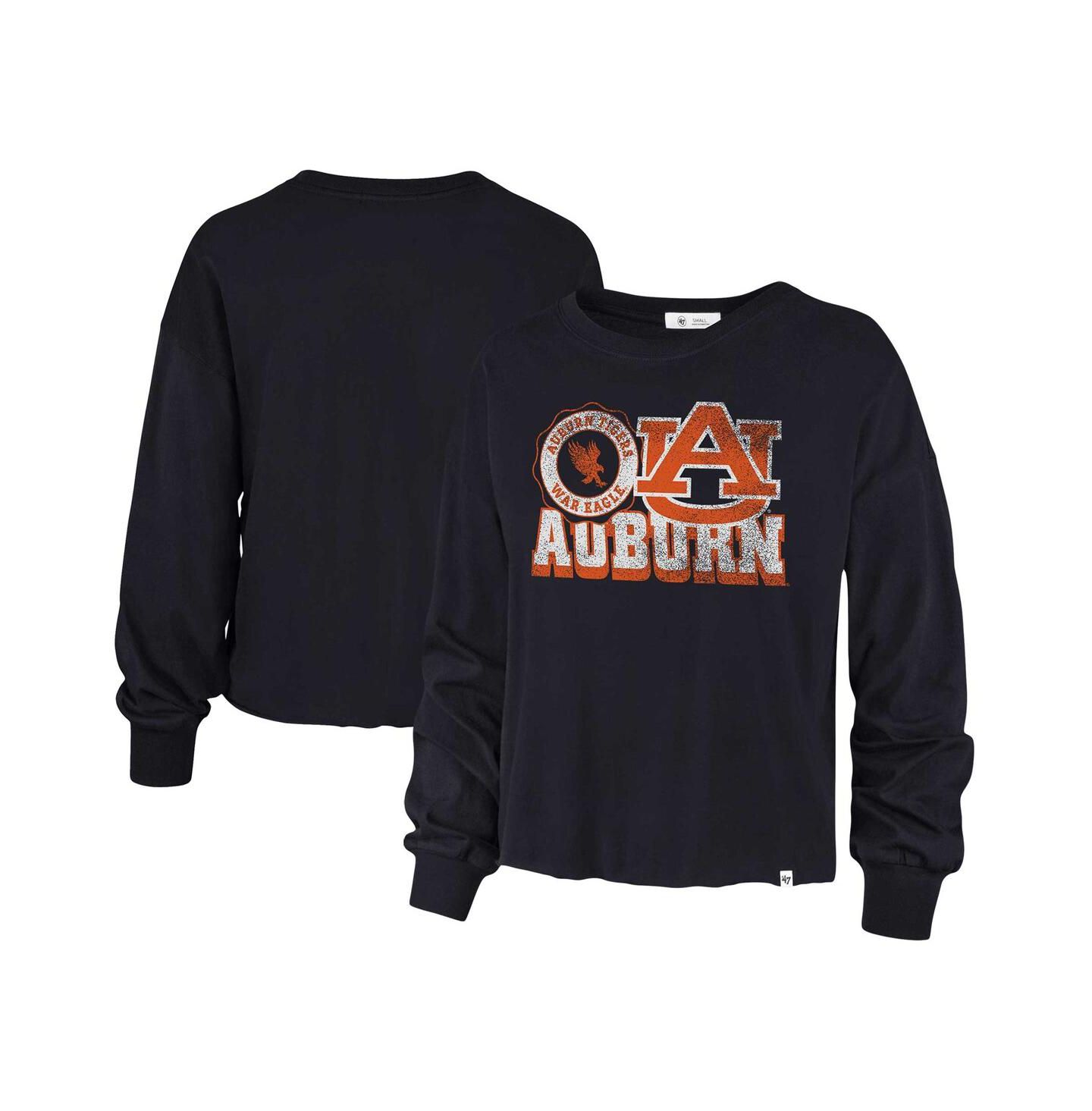 Женская футболка '47 Brand Navy Distressed Auburn Tigers Bottom Line Parkway Long Sleeve — фото 2