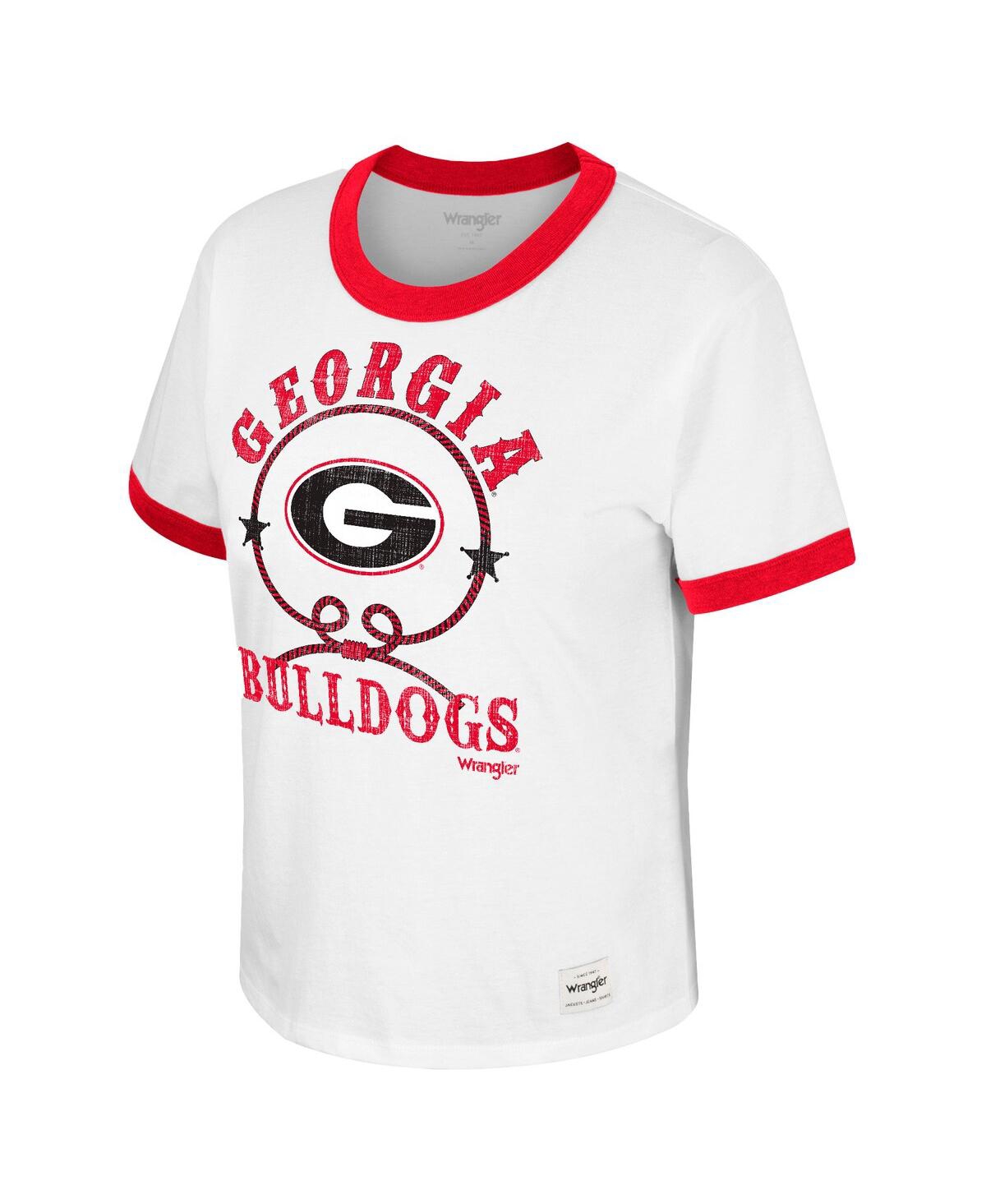 Shop Colosseum Women's  X Wrangler White Distressed Georgia Bulldogs Freehand Ringer T-shirt