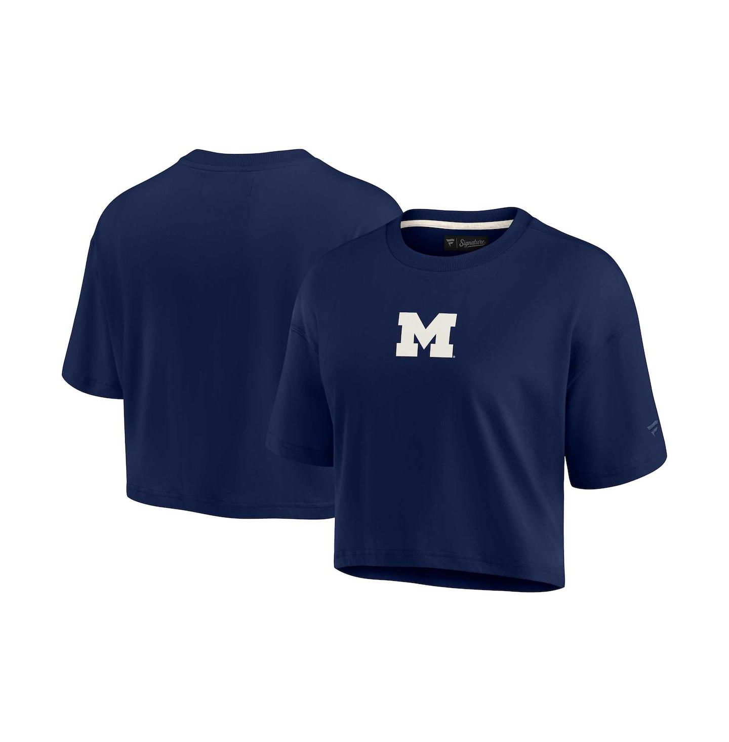 Женская футболка Fanatics Signature Navy Michigan Wolverines Super Soft Boxy Cropped — фото 1