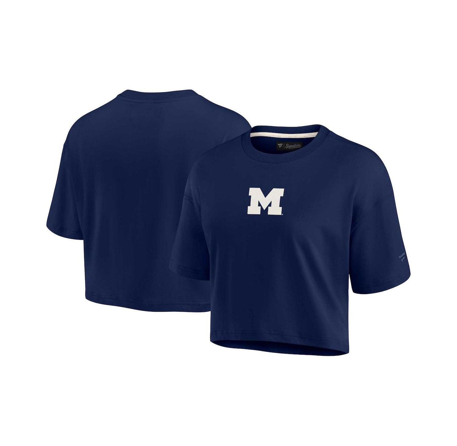 Women's Navy Michigan Wolverines Super Soft Boxy Cropped T-shirt