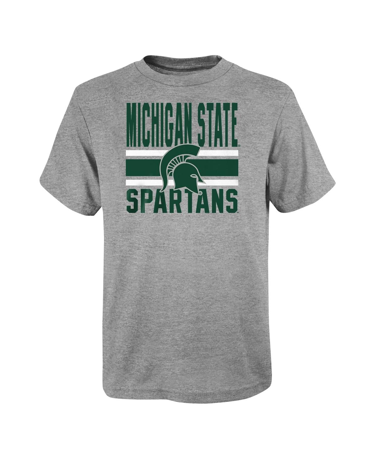 Shop Outerstuff Big Boys Gray, Green Michigan State Spartans Fan Wave T-shirt Combo Pack In Gray,green
