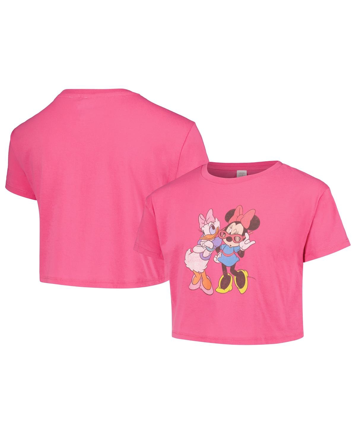 Mad Engine Kids' Big Girls  Pink Mickey & Friends Just Girls Cropped T-shirt