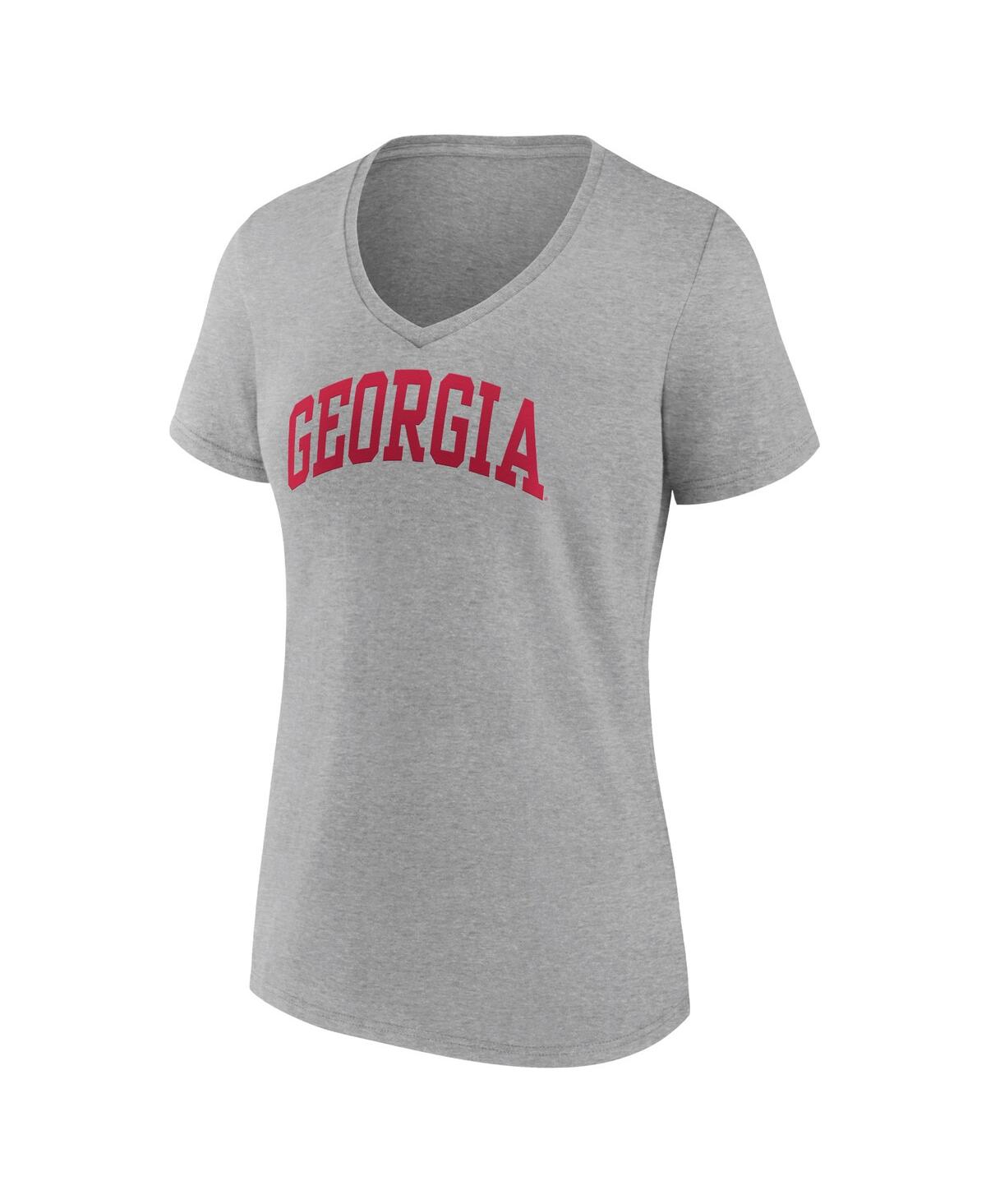 Women's FanaticsGeorgia Bulldogs Basic Arch V-Neck T-shirt - Heather Gray