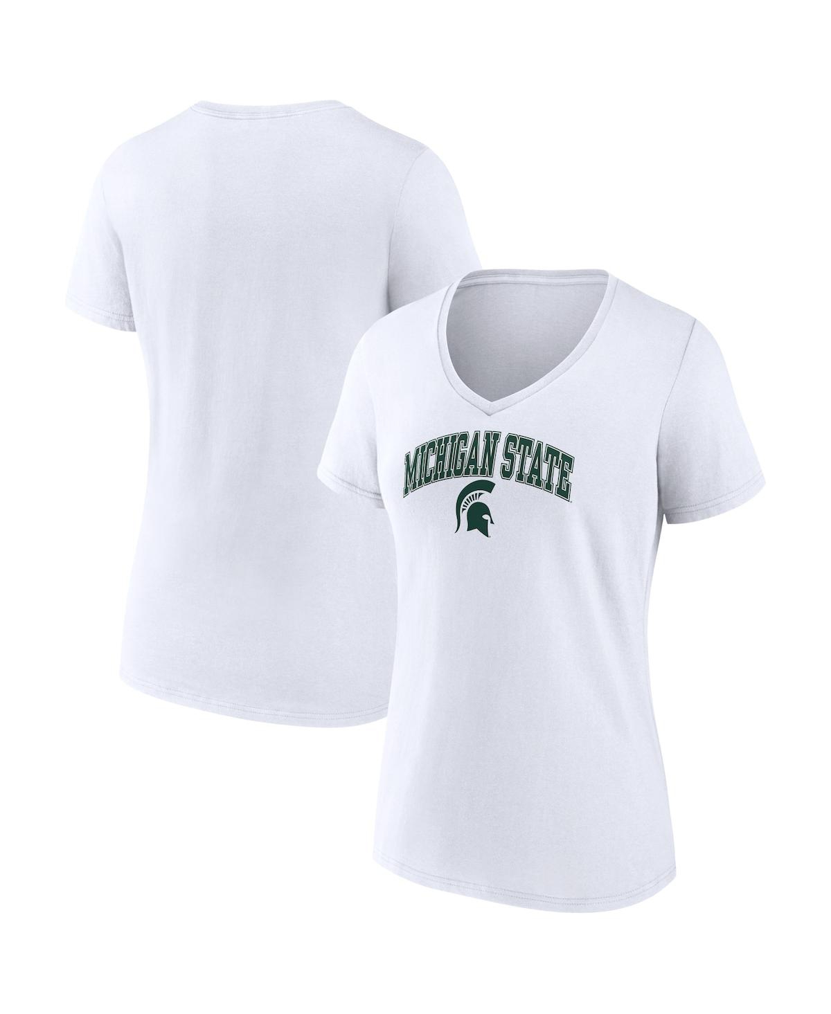 Fanatics Women's  White Michigan State Spartans Evergreen Campus V-neck T-shirt