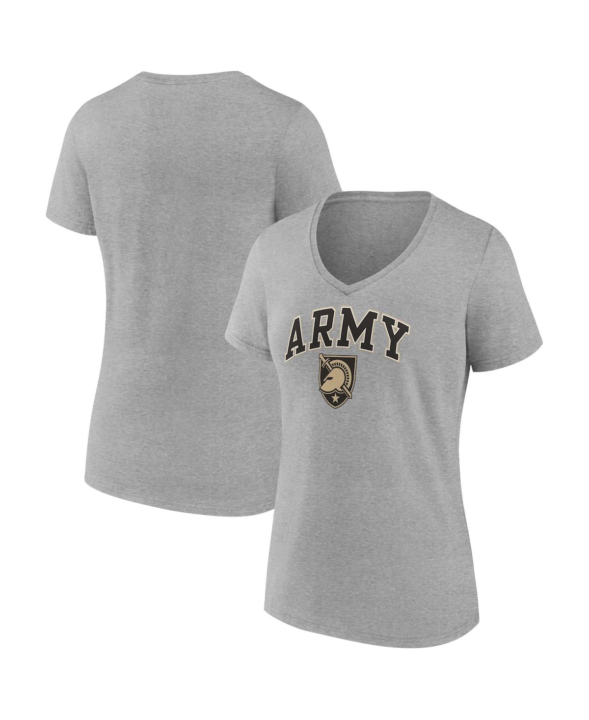 Fanatics Women's  Heather Gray Army Black Knights Evergreen Campus V-neck T-shirt