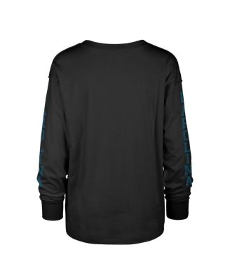 Women's Black Distressed Carolina Panthers Tom Cat Long Sleeve T-shirt