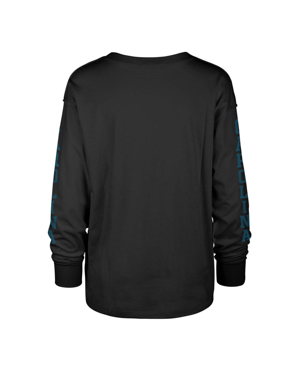 Shop 47 Brand Women's ' Black Distressed Carolina Panthers Tom Cat Long Sleeve T-shirt