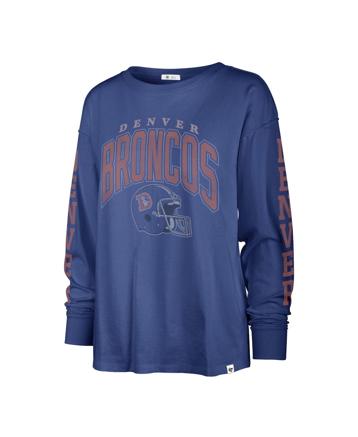 Shop 47 Brand Women's ' Royal Distressed Denver Broncos Tom Cat Long Sleeve T-shirt