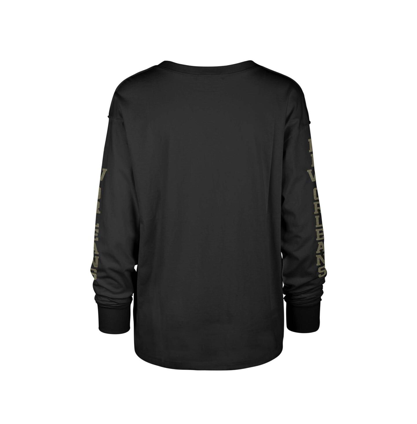 Женская футболка '47 Brand Black Distressed New Orleans Saints Tom Cat Long Sleeve — фото 3
