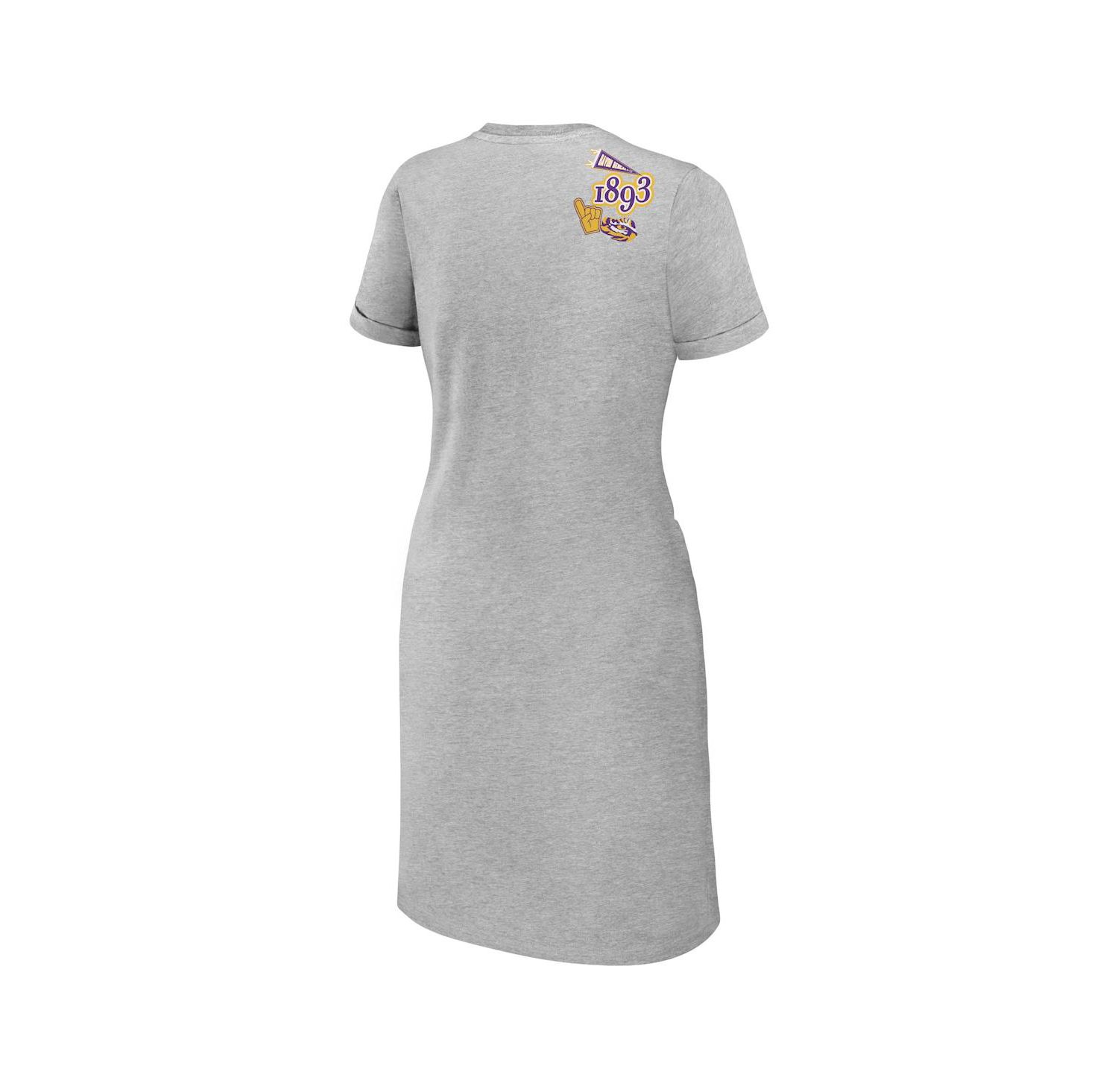 Women's Heather Gray LSU Tigers Knotted T-shirt Dress