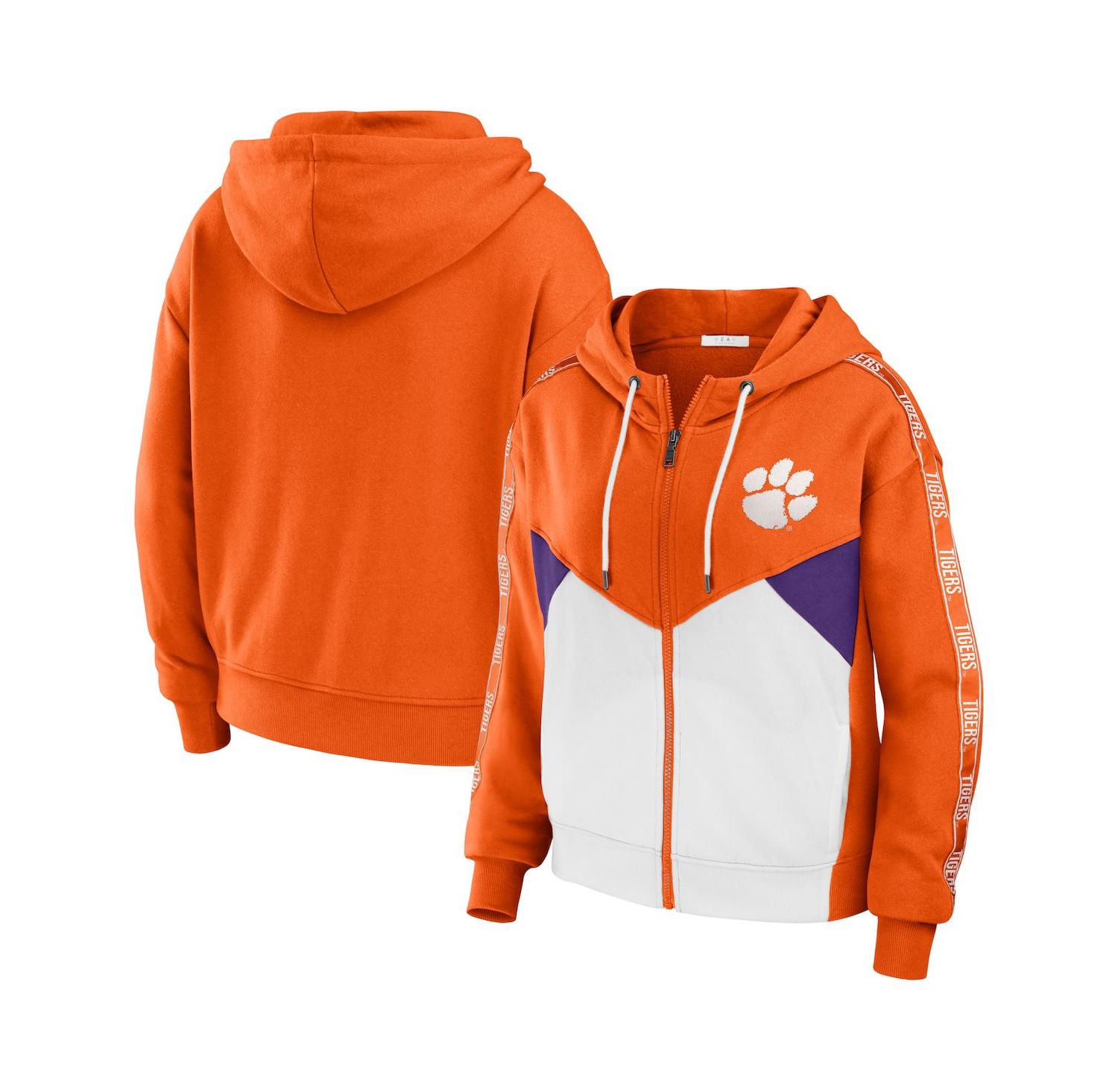 Women's Orange Clemson Tigers Colorblock Full-Zip Hoodie Jacket