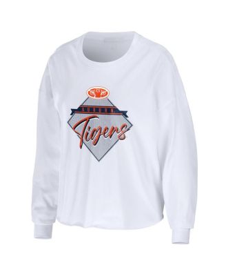 Women's White Auburn Tigers Diamond Long Sleeve Cropped T-shirt