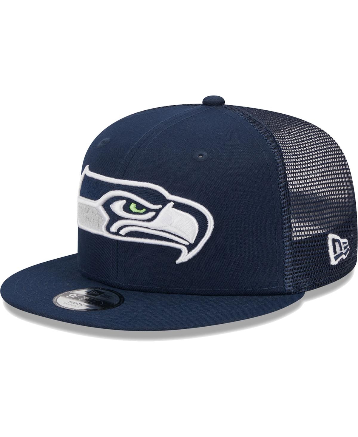 New Era Kids' Youth Boys And Girls  College Navy Seattle Seahawks Main Trucker 9fifty Snapback Hat
