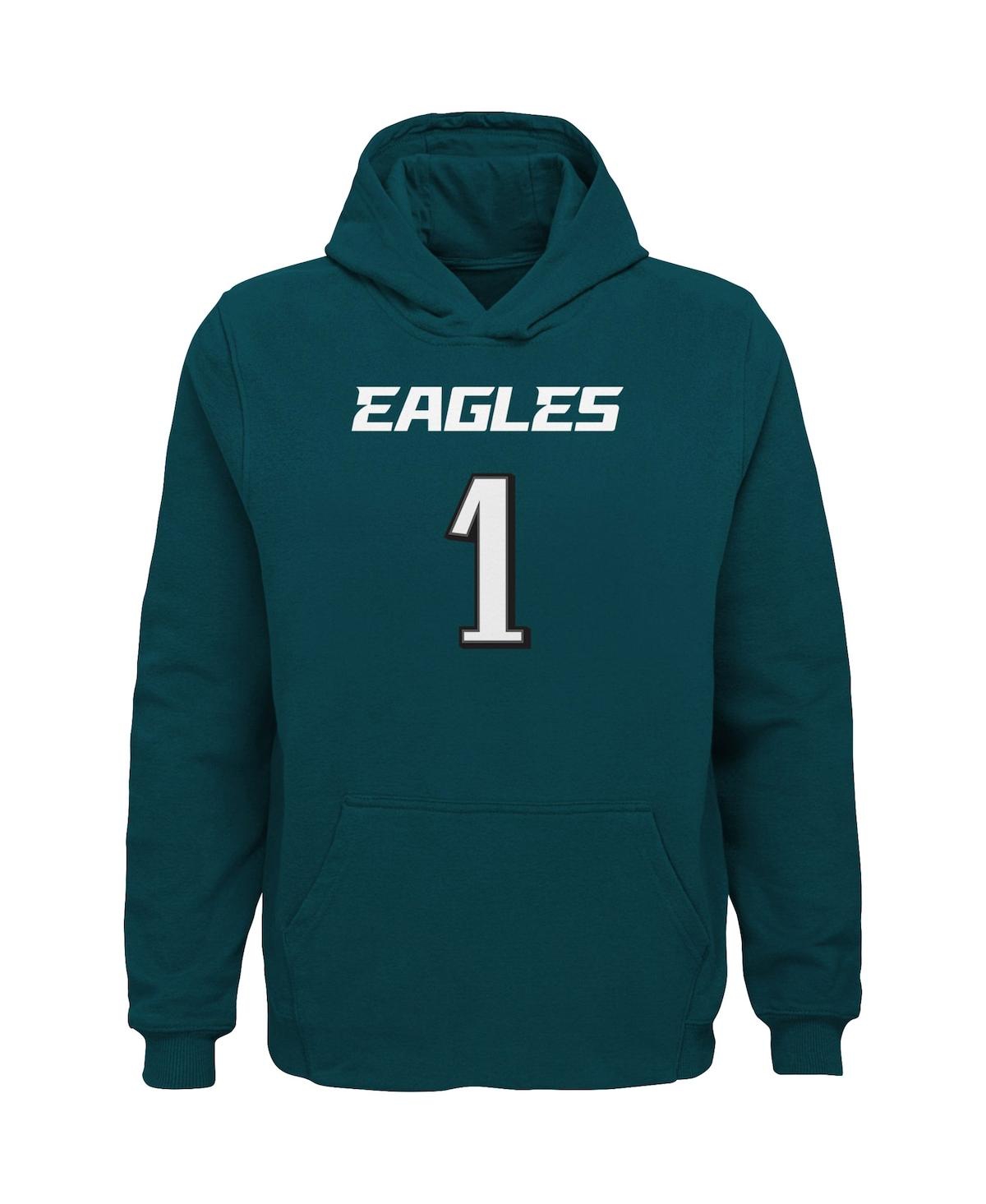 Outerstuff Big Boys Jalen Hurts Midnight Green Philadelphia Eagles Mainliner Player Name And Number Pullover Ho In Green